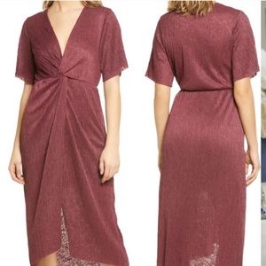 All in Favor Dolman Plissé Knot Front Dress